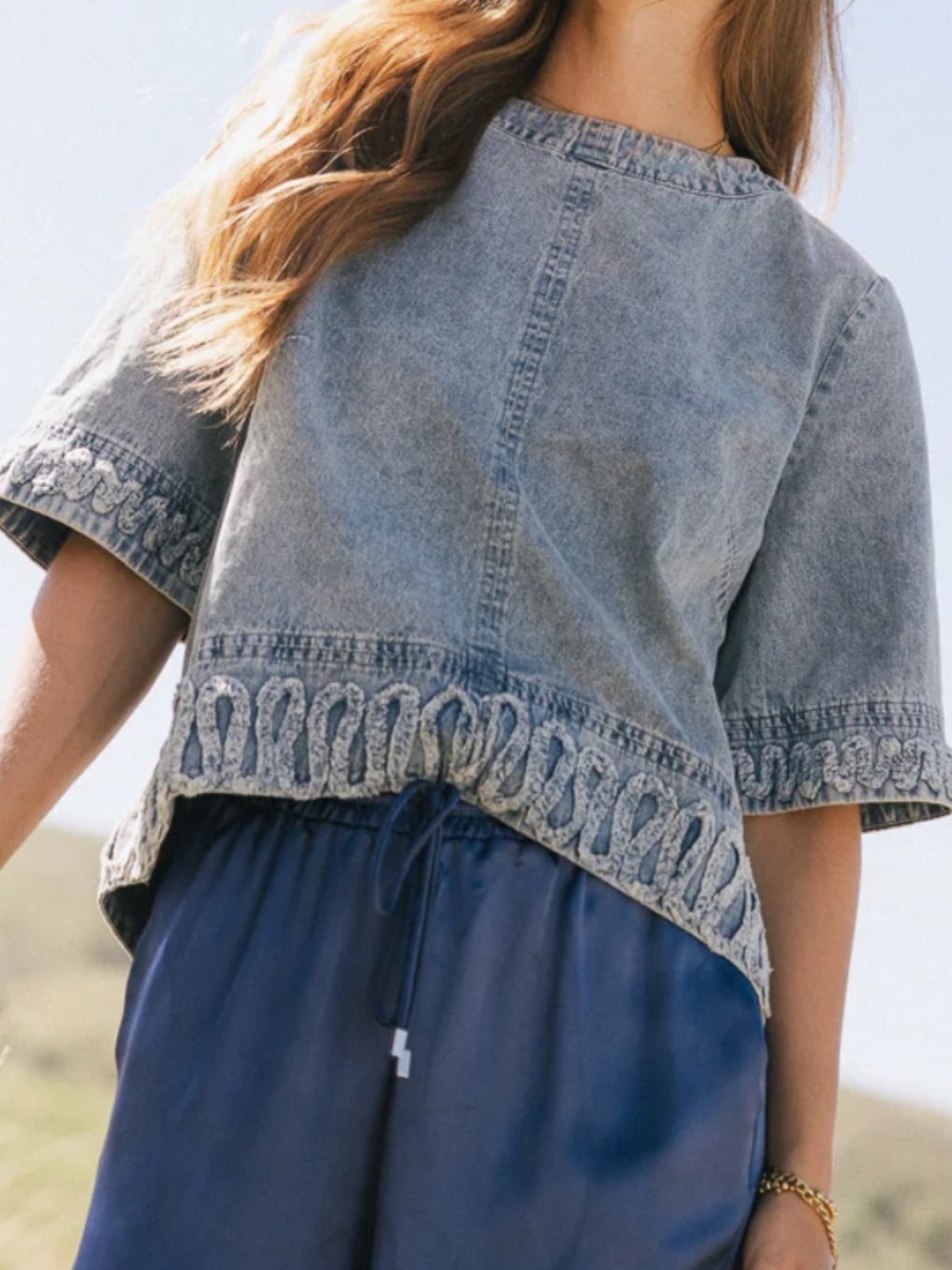 bohme Jana Light Wash Denim Top